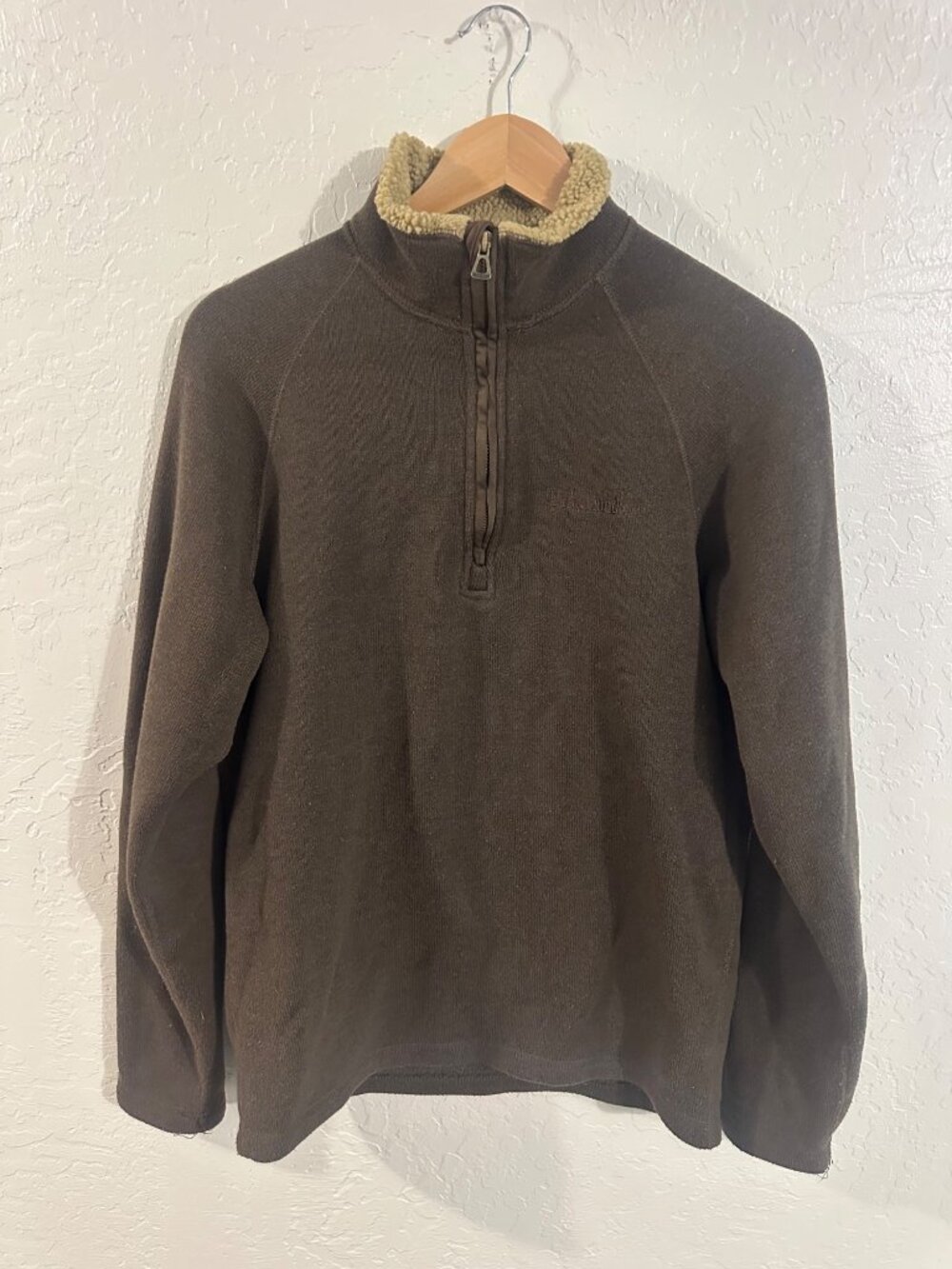 Timberland 1/4 Zip Brown Fleece Sherpa Long Sleeved Pullover Fall Sweater